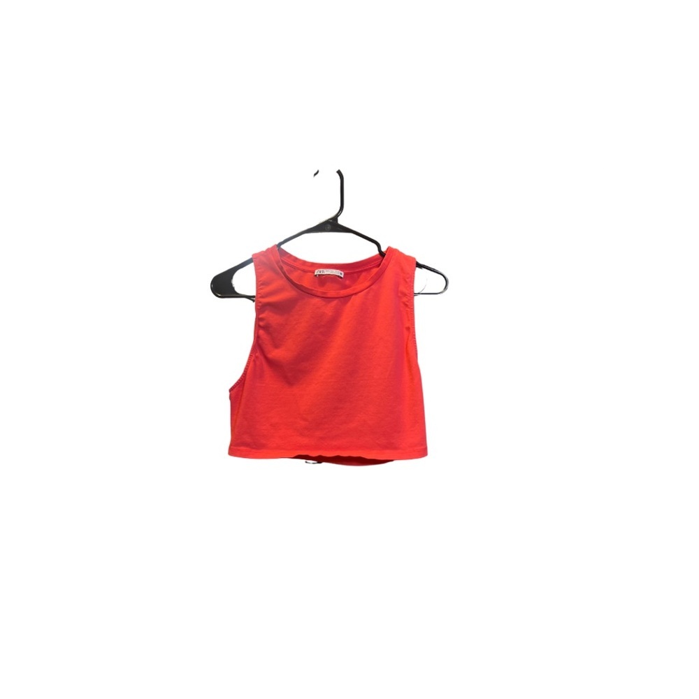 ZARA Red Sleeveless Crop Tank Top Sz Large